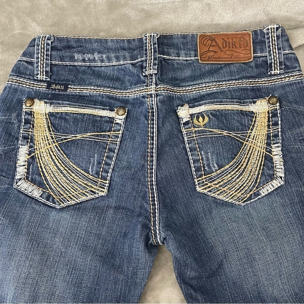 Adiktd Dark Wash Denim Jean Capris Women's Size 0 / 26 Y2K Style - Picture 5 of 10